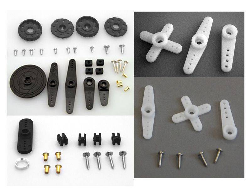 Various servo horns and screws